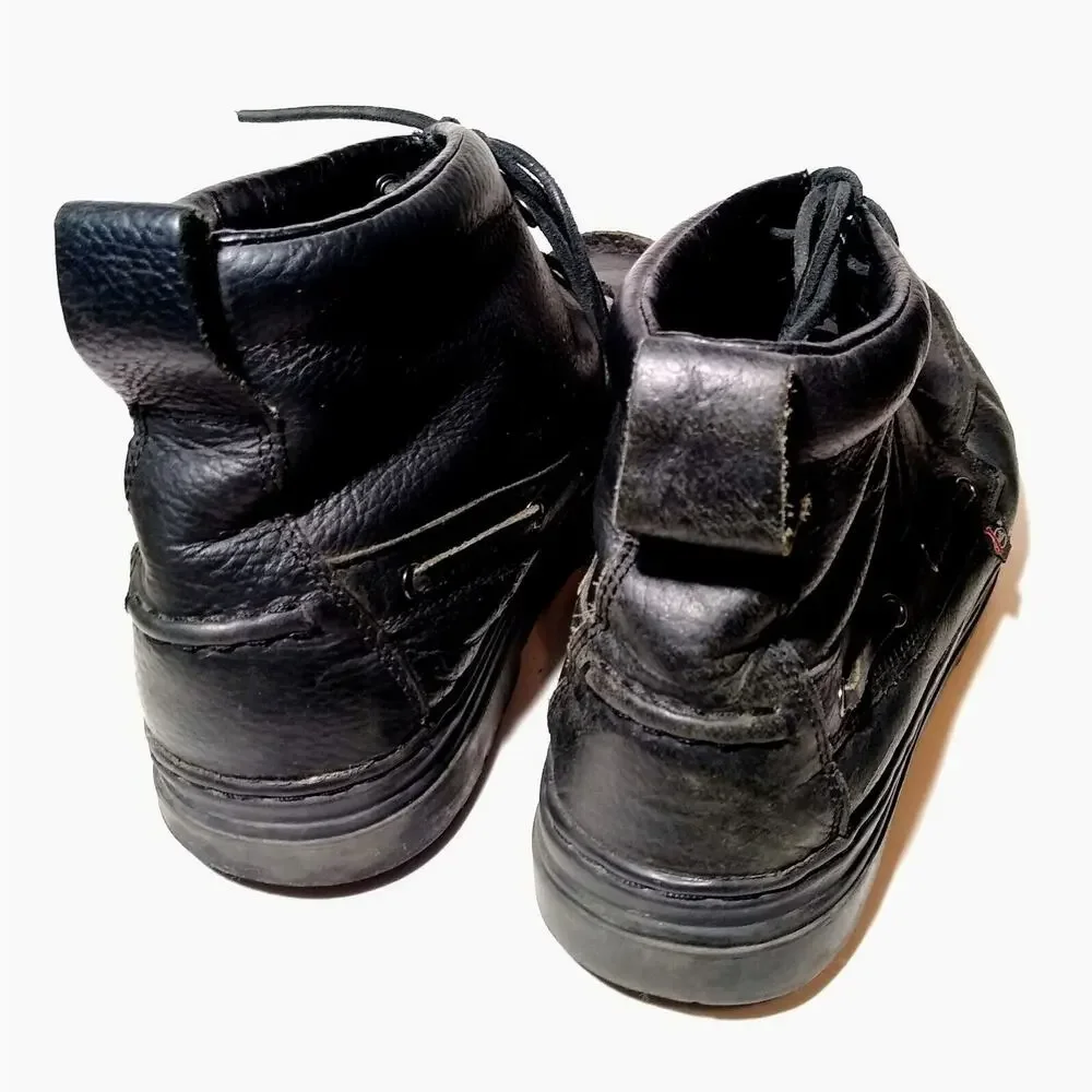 Mens Justin Work Boots Chukka Sz 12M 985 Black Pebbled Leather Lace-up Durable